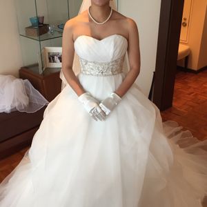 ウエストがポイントのプリンセスラインドレス