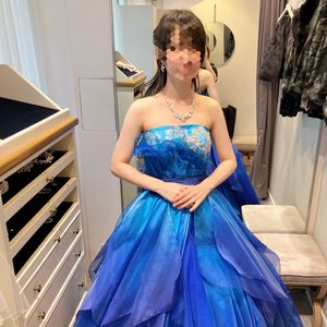 目の覚めるようなブルードレス