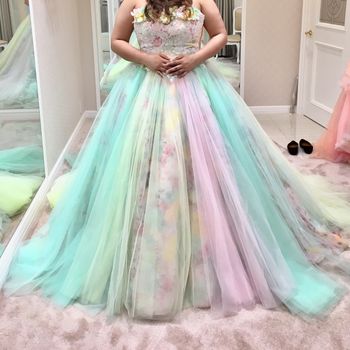 ボリューム満点！花柄×パステルドレス♡