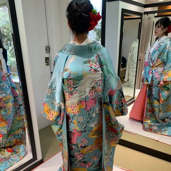 春婚にぴったり！水色に春柄の色打掛