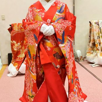 鳳凰が目を引く赤の色打掛