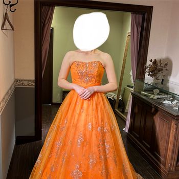 オレンジチュールドレス