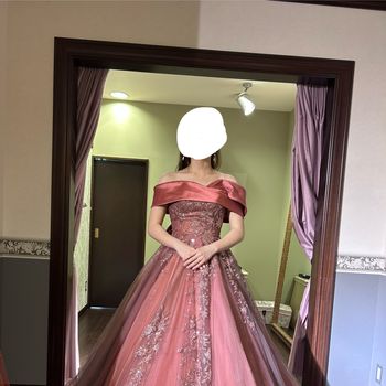 2wayタイプ モカブラウングリッターラメドレス