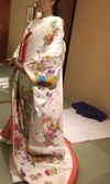 ミニチュア着物　白地刺繍打掛 ☆桜苺☆様専用！ミニチュア着物 白無垢 汕頭刺繍 鶴/花々 34×37