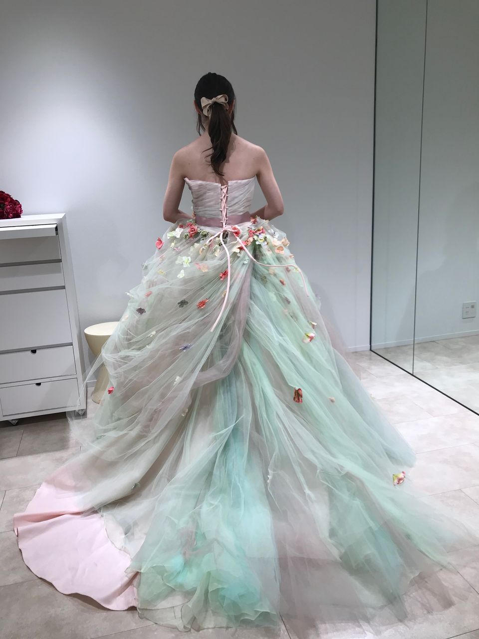 グリーンお花ドレス