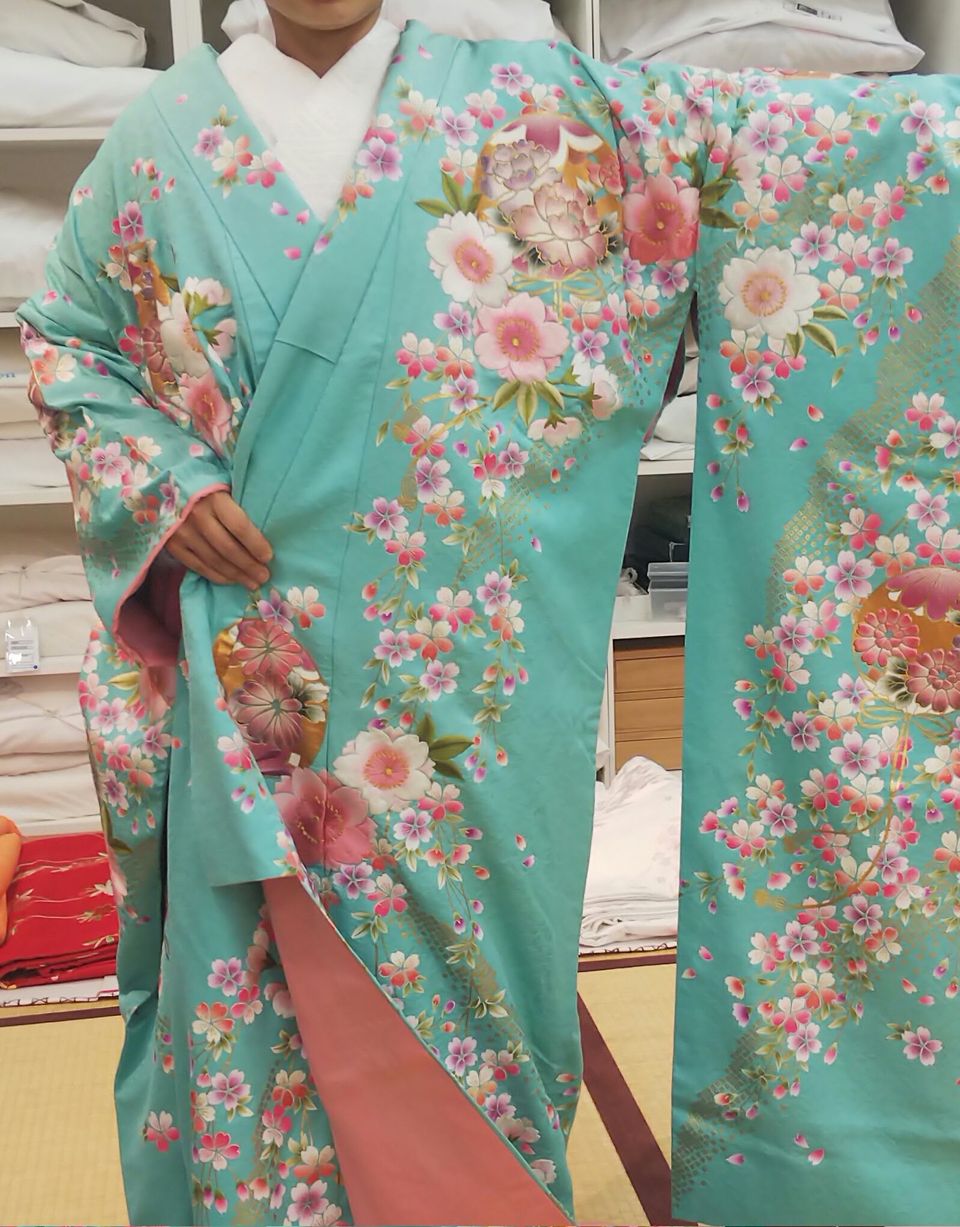 小花柄の可愛い水色の色打掛