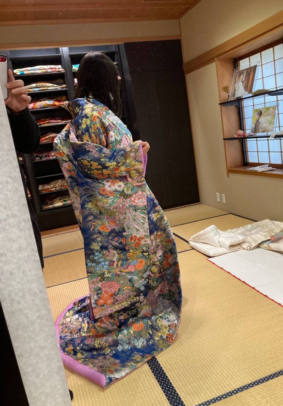 青系の色打掛を試着しました。