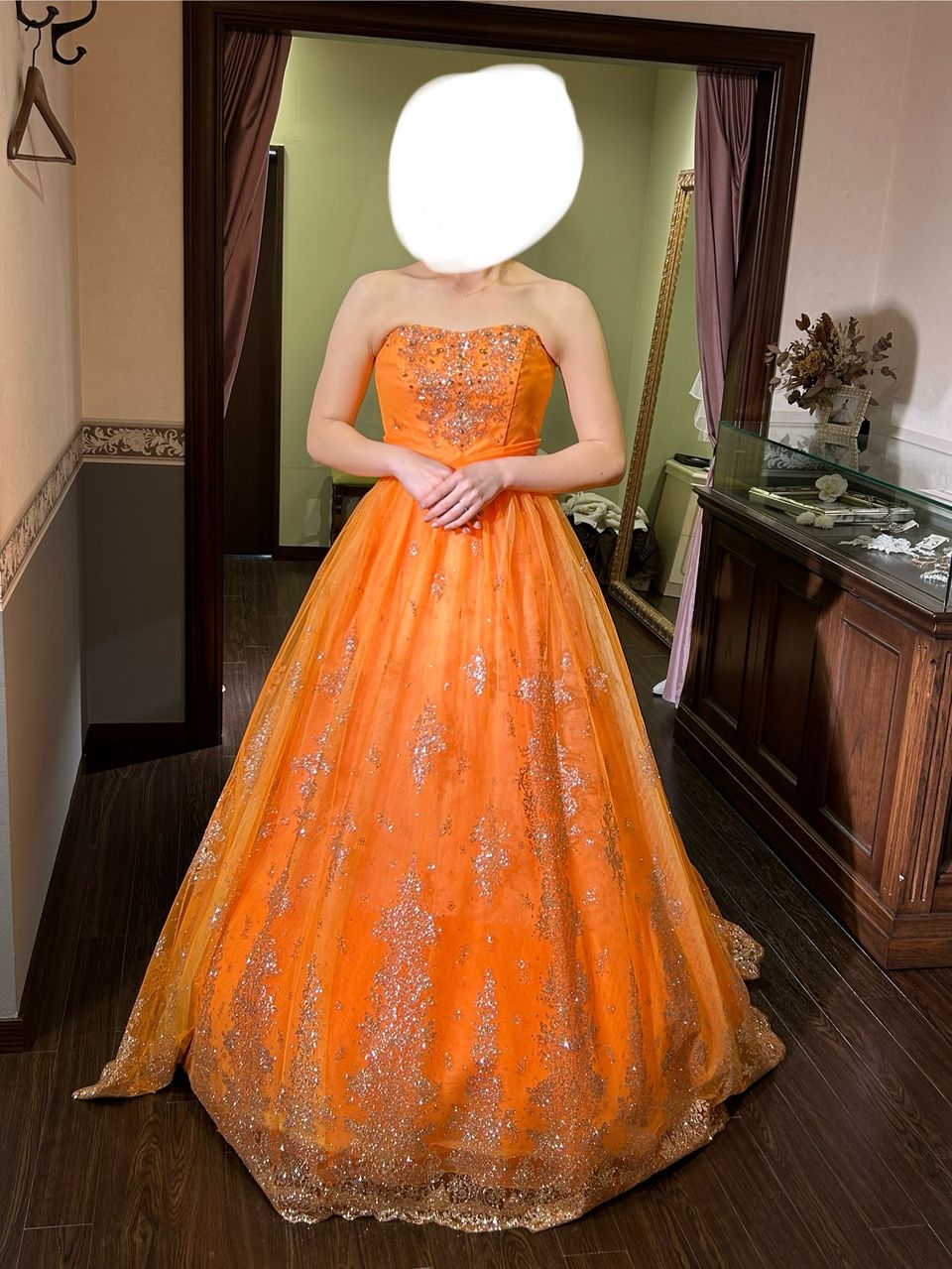 オレンジチュールドレス