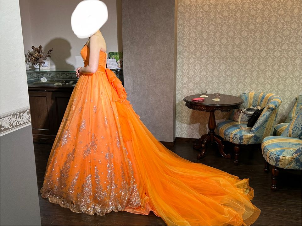 オレンジチュールドレス