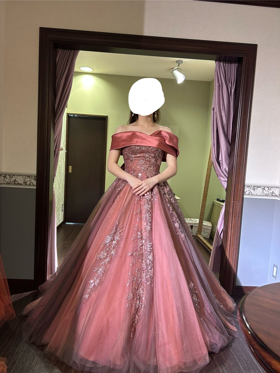 2wayタイプ モカブラウングリッターラメドレス