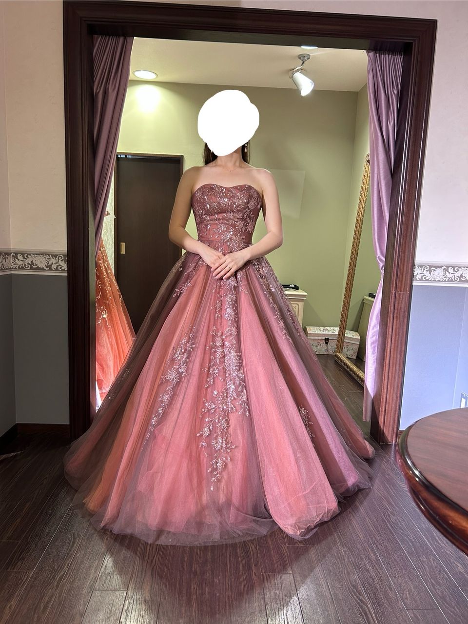 2wayタイプ モカブラウングリッターラメドレス