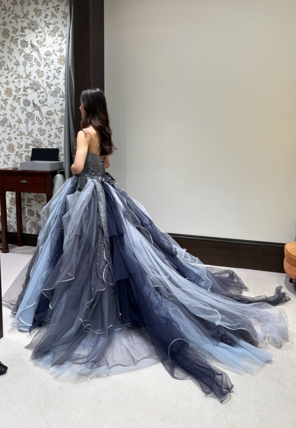 寒色系チュールドレス