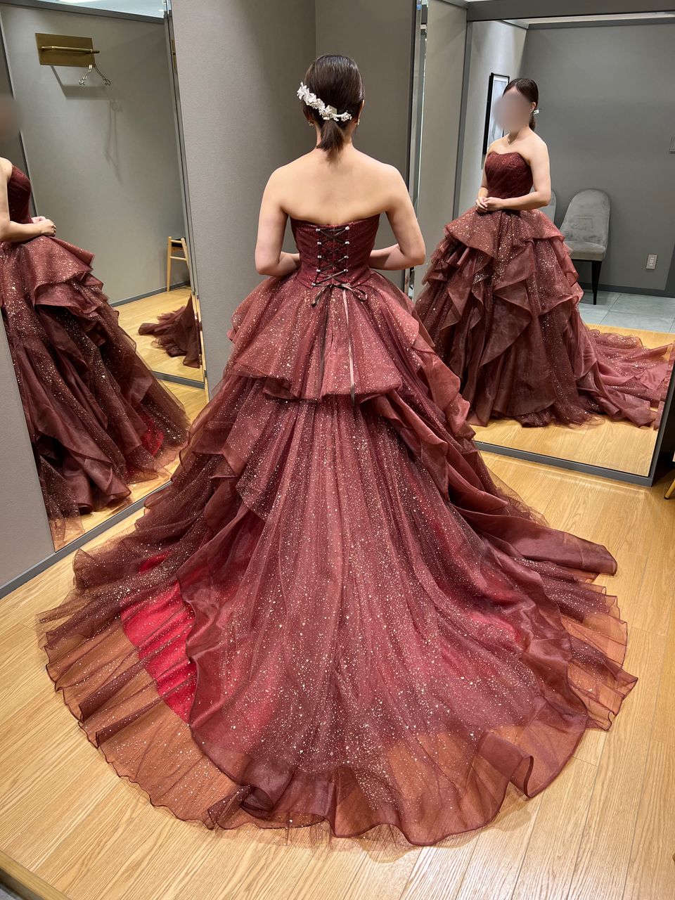 大人可愛いブラウンドレス