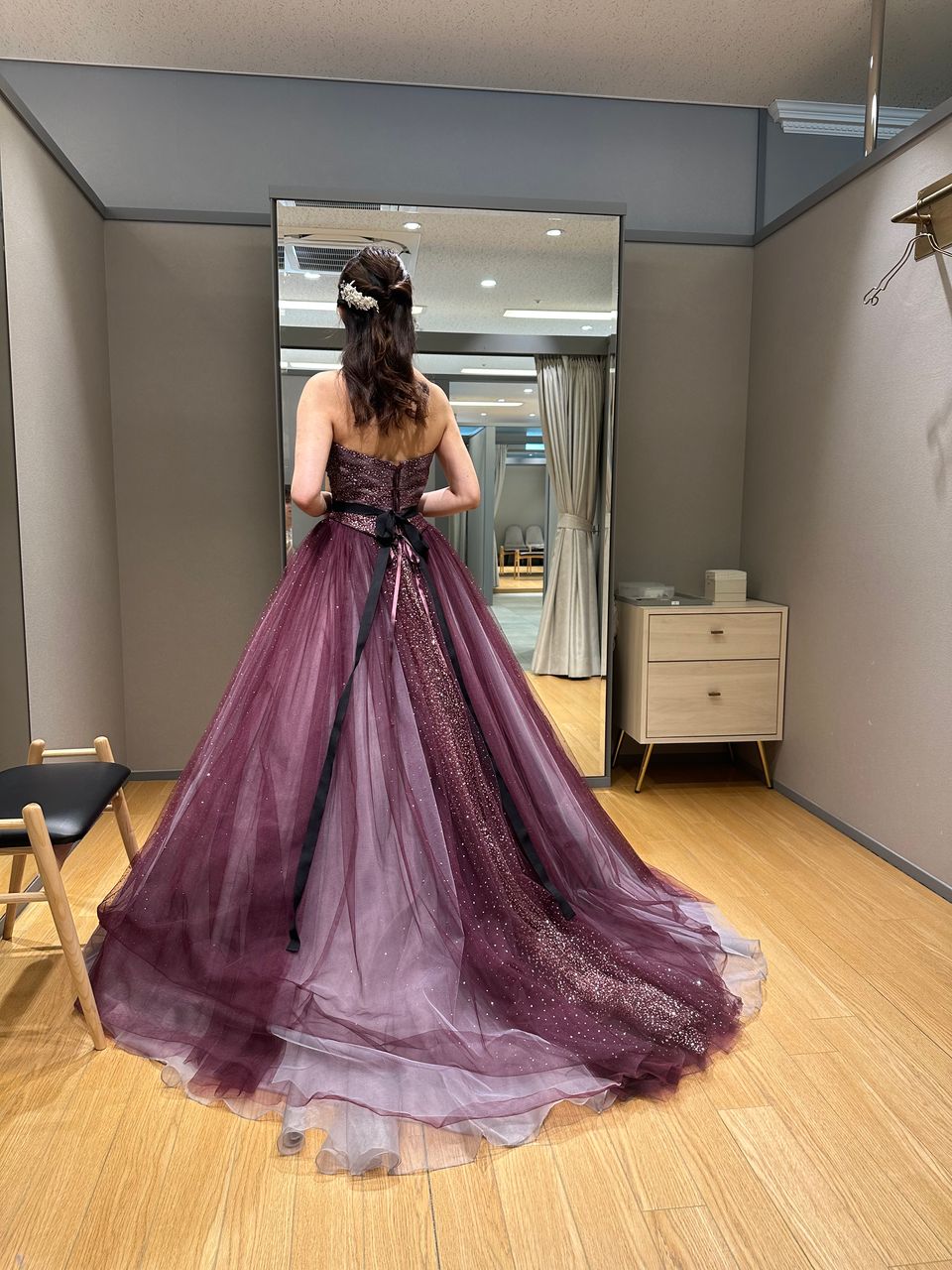 ワインカラードレス